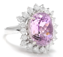 Load image into Gallery viewer, 8.40 Carats Natural Kunzite and Diamond 14K Solid White Gold Ring