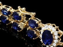 Load image into Gallery viewer, 23.30 Natural Blue Sapphire and Diamond 14K Solid Yellow Gold Bracelet