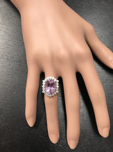Load image into Gallery viewer, 8.40 Carats Natural Kunzite and Diamond 14K Solid White Gold Ring