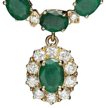 Load image into Gallery viewer, 26.00Ct Natural Emerald and Diamond 14K Solid Yellow Gold Necklace