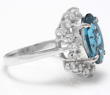 Load image into Gallery viewer, 6.90 Carats Natural Impressive London Blue Topaz and Diamond 14K White Gold Ring