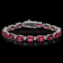 Load image into Gallery viewer, 23.30Ct Natural Tourmaline and Diamond 14K Solid White Gold Bracelet