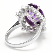 Load image into Gallery viewer, 7.90 Carats Natural Amethyst and Diamond 14K Solid White Gold Ring