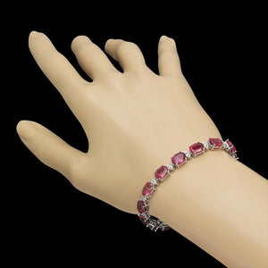 23.30Ct Natural Tourmaline and Diamond 14K Solid White Gold Bracelet
