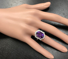 Load image into Gallery viewer, 7.90 Carats Natural Amethyst and Diamond 14K Solid White Gold Ring
