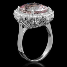 Load image into Gallery viewer, 10.40 Carats Natural Pink Kunzite and Diamond 14K Solid White Gold Ring