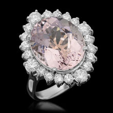 Load image into Gallery viewer, 10.40 Carats Natural Pink Kunzite and Diamond 14K Solid White Gold Ring
