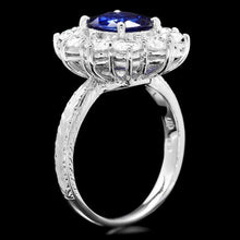 Load image into Gallery viewer, 3.80 Carats Natural Sapphire and Diamond 18k Solid White Gold Ring