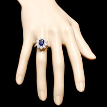 Load image into Gallery viewer, 3.80 Carats Natural Sapphire and Diamond 18k Solid White Gold Ring