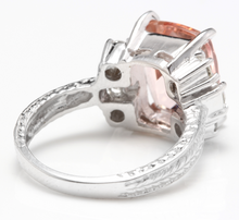 Load image into Gallery viewer, 6.20 Carats Exquisite Natural Morganite and Diamond 14K Solid White Gold Ring