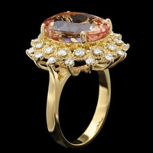 Load image into Gallery viewer, 8.40 Carats Natural Morganite and Diamond 14K Solid Yellow Gold Ring