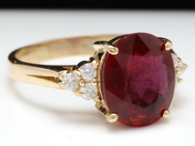 Load image into Gallery viewer, 6.50 Carats Impressive Red Ruby and Diamond 14K Yellow Gold Ring