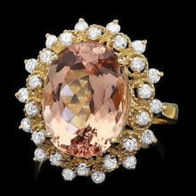 Load image into Gallery viewer, 8.40 Carats Natural Morganite and Diamond 14K Solid Yellow Gold Ring