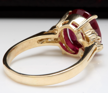 Load image into Gallery viewer, 6.50 Carats Impressive Red Ruby and Diamond 14K Yellow Gold Ring