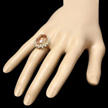 Load image into Gallery viewer, 8.40 Carats Natural Morganite and Diamond 14K Solid Yellow Gold Ring