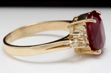 Load image into Gallery viewer, 6.50 Carats Impressive Red Ruby and Diamond 14K Yellow Gold Ring