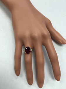 6.50 Carats Impressive Red Ruby and Diamond 14K Yellow Gold Ring