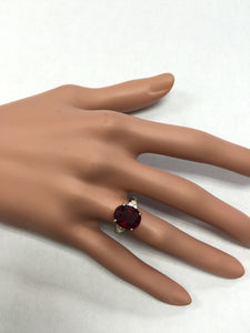 6.50 Carats Impressive Red Ruby and Diamond 14K Yellow Gold Ring
