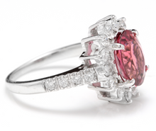 Load image into Gallery viewer, 3.90 Carats Natural Very Nice Looking Tourmaline and Diamond 14K Solid White Gold Ring