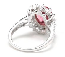 Load image into Gallery viewer, 3.90 Carats Natural Very Nice Looking Tourmaline and Diamond 14K Solid White Gold Ring