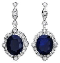 Load image into Gallery viewer, 19.60 Carats Natural Sapphire and Diamond 18K Solid White Gold Earrings