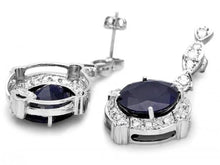 Load image into Gallery viewer, 19.60 Carats Natural Sapphire and Diamond 18K Solid White Gold Earrings