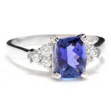 Load image into Gallery viewer, 2.90 Carats Natural Very Nice Looking Tanzanite and Diamond 14K Solid White Gold Ring