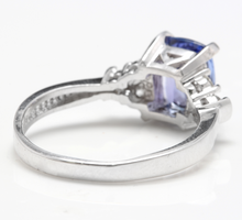 Load image into Gallery viewer, 2.90 Carats Natural Very Nice Looking Tanzanite and Diamond 14K Solid White Gold Ring