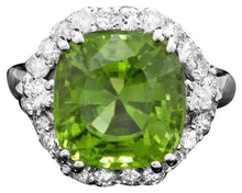 Load image into Gallery viewer, 8.50 Carats Natural Peridot and Diamond 14K Solid White Gold Ring