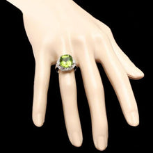 Load image into Gallery viewer, 8.50 Carats Natural Peridot and Diamond 14K Solid White Gold Ring