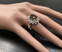 Load image into Gallery viewer, 10.50 Carats Natural Very Nice Looking Orange Zircon and Diamond 14K Solid White Gold Ring