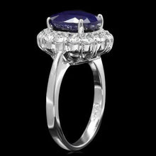 Load image into Gallery viewer, 6.00 Carats Natural Blue Sapphire and Diamond 14K Solid White Gold Ring