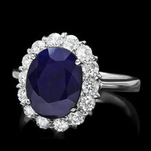 Load image into Gallery viewer, 6.00 Carats Natural Blue Sapphire and Diamond 14K Solid White Gold Ring