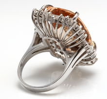 Load image into Gallery viewer, 25.00 Carats Impressive Natural Morganite and Diamond 14K Solid White Gold Ring