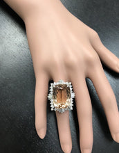 Load image into Gallery viewer, 25.00 Carats Impressive Natural Morganite and Diamond 14K Solid White Gold Ring