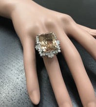 Load image into Gallery viewer, 25.00 Carats Impressive Natural Morganite and Diamond 14K Solid White Gold Ring