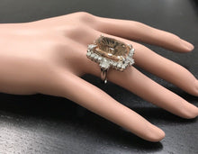 Load image into Gallery viewer, 25.00 Carats Impressive Natural Morganite and Diamond 14K Solid White Gold Ring