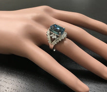 Load image into Gallery viewer, 13.50 Carats Natural Very Nice Looking Zircon and Diamond 14K Solid White Gold Ring