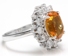 Load image into Gallery viewer, 4.75 Carats Exquisite Natural Madeira Citrine and Diamond 14K Solid White Gold Ring