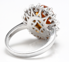 Load image into Gallery viewer, 4.75 Carats Exquisite Natural Madeira Citrine and Diamond 14K Solid White Gold Ring
