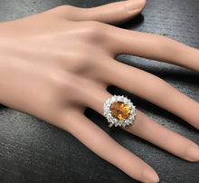 Load image into Gallery viewer, 4.75 Carats Exquisite Natural Madeira Citrine and Diamond 14K Solid White Gold Ring