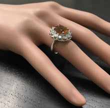 Load image into Gallery viewer, 4.75 Carats Exquisite Natural Madeira Citrine and Diamond 14K Solid White Gold Ring