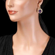 Load image into Gallery viewer, 17.70ct Natural Amethyst and Diamond 14K Solid Yellow Gold Earrings
