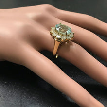 Load image into Gallery viewer, 7.68 Carats Exquisite Natural Aquamarine and Diamond 14K Solid Yellow Gold Ring
