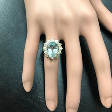 Load image into Gallery viewer, 7.68 Carats Exquisite Natural Aquamarine and Diamond 14K Solid Yellow Gold Ring