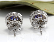 Load image into Gallery viewer, Exquisite 1.80 Carats Natural Tanzanite and Diamond 14K Solid White Gold Stud Earrings