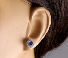 Load image into Gallery viewer, Exquisite 1.80 Carats Natural Tanzanite and Diamond 14K Solid White Gold Stud Earrings