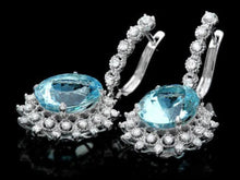Load image into Gallery viewer, 14.30Ct Natural Aquamarine and Diamond 14K Solid White Gold Earrings