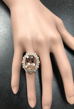 Load image into Gallery viewer, 13.65 Carats Exquisite Natural Morganite and Diamond 14K Solid Rose Gold Ring