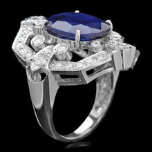 Load image into Gallery viewer, 10.10 Carats Natural Blue Sapphire and Diamond 14K Solid White Gold Ring